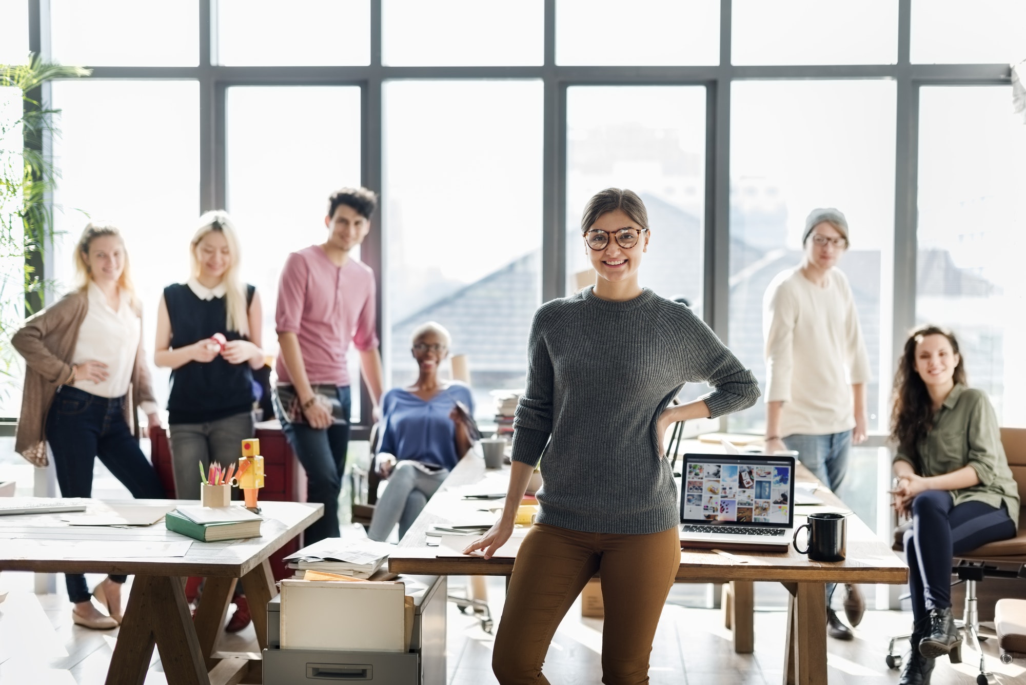 Business Team Brainstorming Workspace Concept